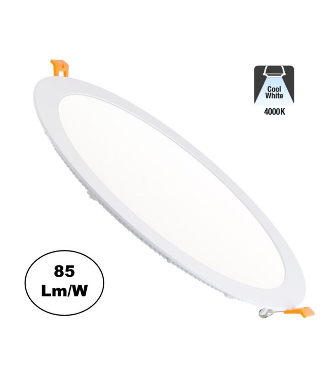 UITVERKOOP: LED Downlighter Slim 24w, 2000 Lumen, Wit, Aluminium Body, Gatmaat Φ285mm