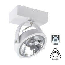 Opbouw LED Spot AR111, 15w, 800 Lumen, 4000K Neutraal Wit, Dimbaar, Wit Armatuur, 3 Jaar Garantie