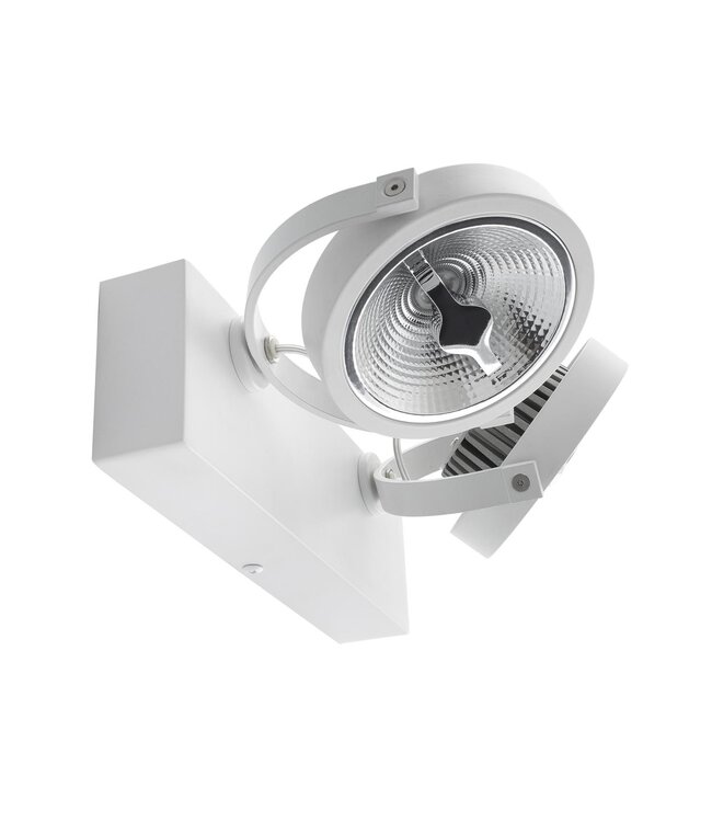 Opbouw LED Spot 2x AR111, 30w, 1600 Lumen, 3000K Warm Wit, Dimbaar, Wit Armatuur, 3 Jaar Garantie