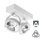 Opbouw LED Spot 2x AR111, 30w, 1600 Lumen, 4000K Neutraal Wit, Dimbaar, Wit Armatuur, 3 Jaar Garantie