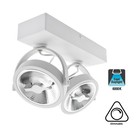 Opbouw LED Spot 2x AR111, 30w, 1600 Lumen, 6000K Daglicht wit, Dimbaar, Wit Armatuur, 3 Jaar Garantie