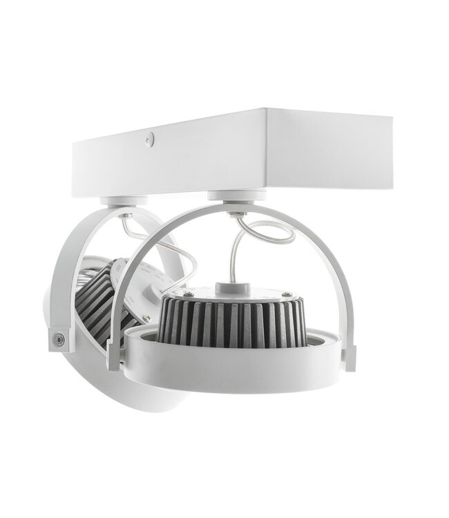 Opbouw LED Spot 2x AR111, 30w, 1600 Lumen, 6000K Daglicht wit, Dimbaar, Wit Armatuur, 3 Jaar Garantie