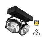 Opbouw LED Spot 2x AR111, 30w, 1600 Lumen, 3000K Warm Wit, Dimbaar, Zwart Armatuur, 3 Jaar Garantie