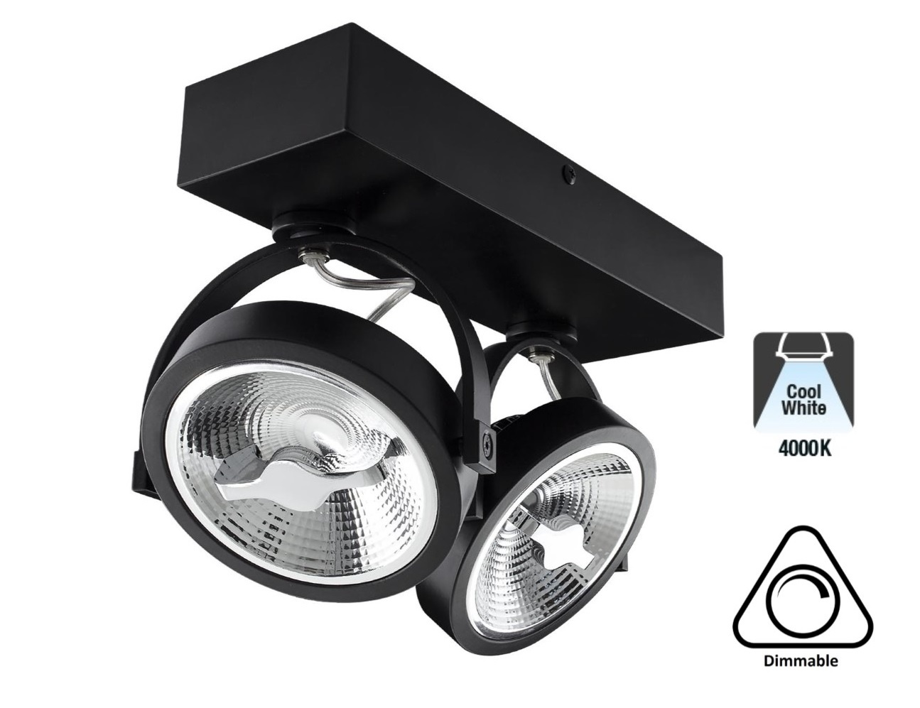 Opbouw LED armatuur zwart 2x AR111 LED Spot - 1600 lumen - - Ledlampaanbiedingen.nl