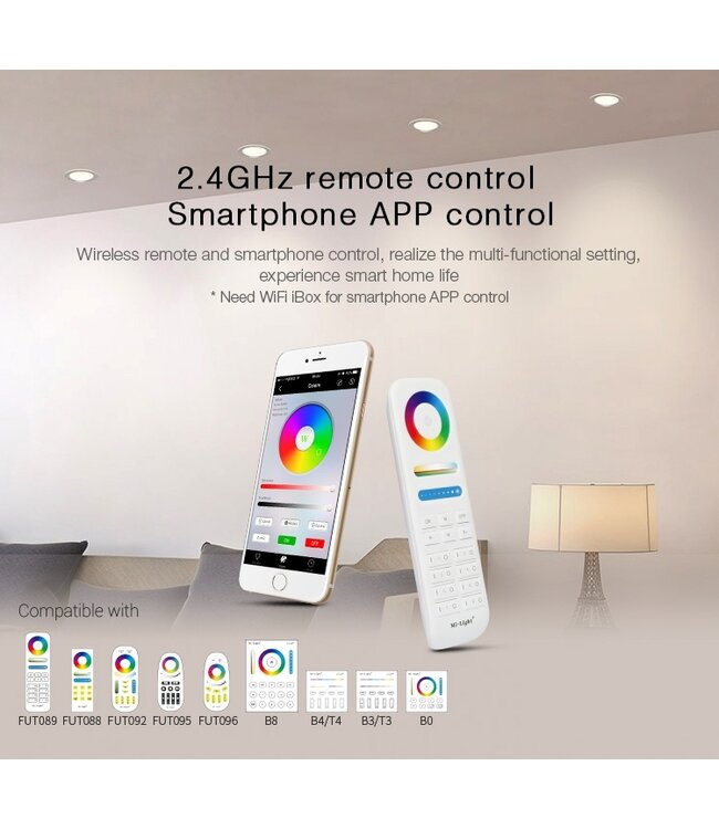 MiBoxer LED Downlighter 18w RGB + CCT, 2.4Ghz, 1500 Lumen, Gatmaat 150mm, 2 Jaar Garantie - FUT065