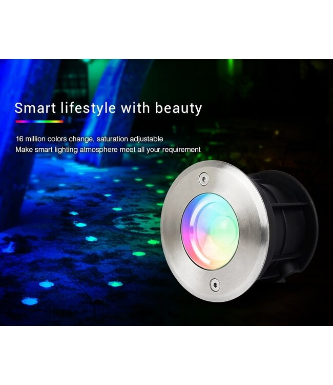 MiBoxer LED Grondspot 5w, RGB+CCT, 2.4Ghz, 350 Lumen, IP68, 24v, 2 Jaar Garantie - SYS-RD1