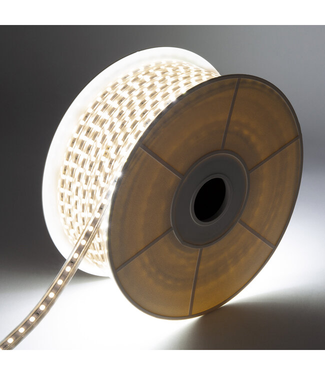 LED Lichtslang 3000K Warm Wit, Rol: 50 Meter, 5w/m, 60 leds/m, 500lm/m, IP65, 230V, 2 Jaar Garantie