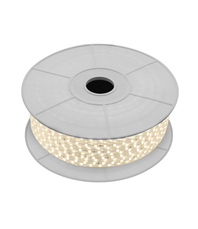LED Lichtslang 3000K Warm Wit, Rol: 50 Meter, 5w/m, 60 leds/m, 500lm/m, IP65, 230V, 2 Jaar Garantie