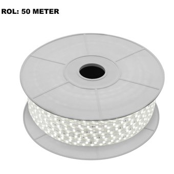 LED Lichtslang 4000K Neutraal Wit, Rol: 50 Meter, 5w/m, 60 leds/m, 500lm/m, IP65, 230V, 2 Jaar Garantie