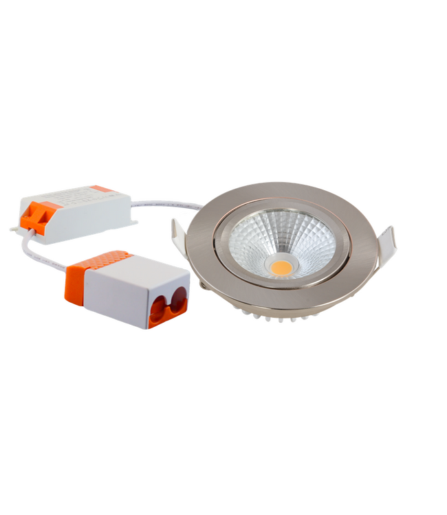 UITVERKOOP: Inbouw LED Spot 5w Flat, 450 Lumen, 2500K, Kantelbaar, IP54, CRI90, Staal Armatuur, Gatmaat 75mm