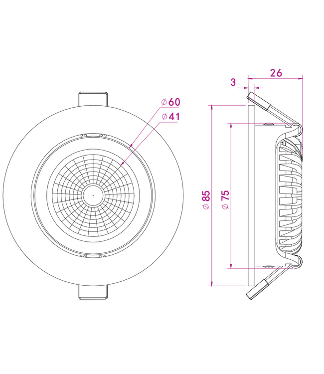 UITVERKOOP: Inbouw LED Spot 5w Flat, 450 Lumen, 2200K, Kantelbaar, IP54, CRI90, Staal Armatuur, Gatmaat 75mm