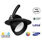 LED Banaanspot 38w, CCT (3000K/4000K/5700K), 4350 lm (114lm/w), Samsung LED, Flikkervrije Lifud Driver, Gatmaat 165mm, CRI90, Zwart, 3 Jaar Garantie