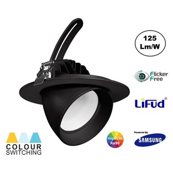 Reserveer: LED Banaanspot 38w, CCT (3000K/4000K), 4750 lm (125lm/w), Samsung LED, Flikkervrije Lifud Driver, Gatmaat 165mm, CRI90, Zwart, 3 Jaar Garantie