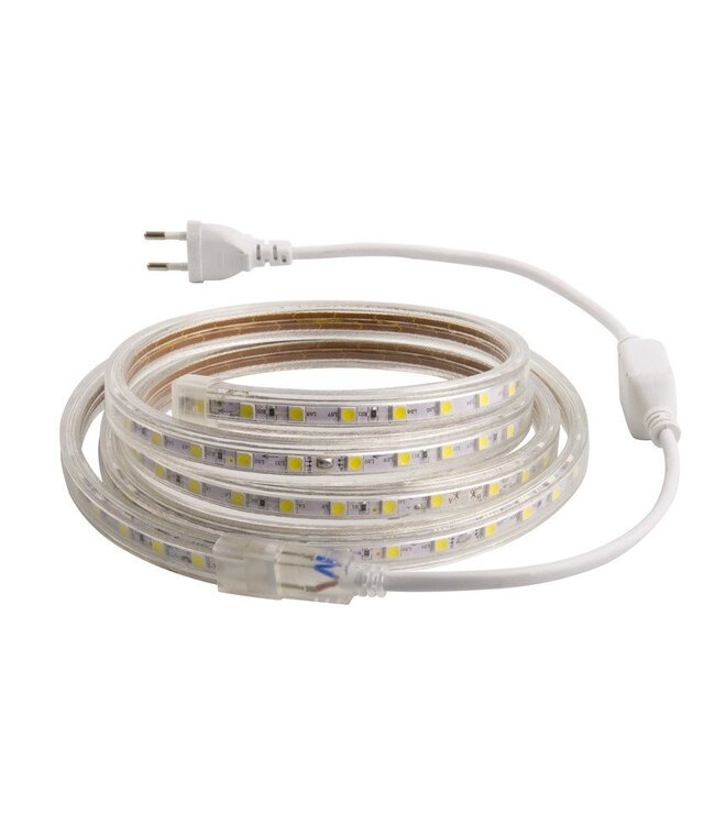 LED Lichtslang Op Maat Per Meter:  6000K Daglicht Wit, 5w/m, 60 leds/m, 500Lm/m, IP65, 230V