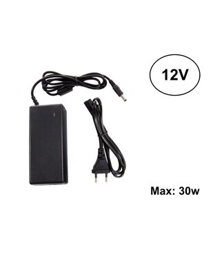 Led Strip voeding 12V/36W/3A, Max: 30w, Stekkerklaar, 2 Jaar Garantie