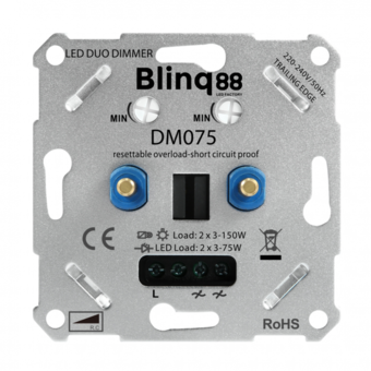 Malen Socialisme Demonstreer Blinq Universele DUO LED Dimmer 2x 3-75w met elektronische zekering -  Ledlampaanbiedingen.nl