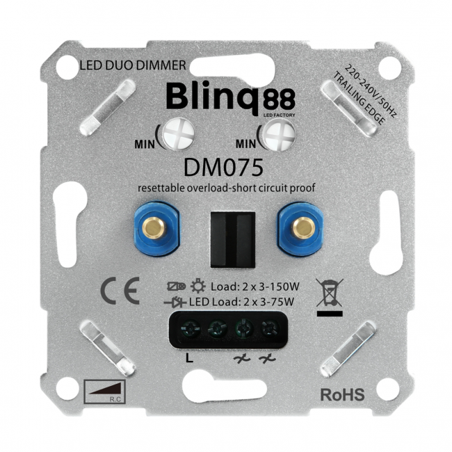 laag Gewoon overlopen Indrukwekkend Blinq Universele DUO LED Dimmer 2x 3-75w met elektronische zekering -  Ledlampaanbiedingen.nl