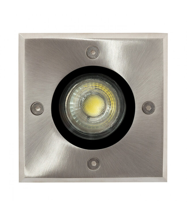 Inbouw Grondspot Vierkant met GU10 Fitting, 230V, IP67, IK10, RVS