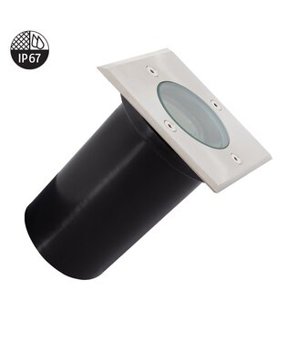 Inbouw Grondspot Vierkant met GU10 Fitting, 230V, IP67, IK10, RVS