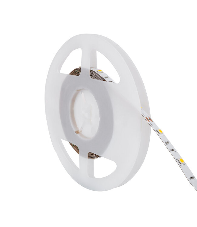 UITVERKOOP: Led Strip ROL 5 Meter 5050SMD, 6,4w/m, 30 led/m, 700Lm/m, 6000K Daglicht wit, 12v, IP20, 10mm