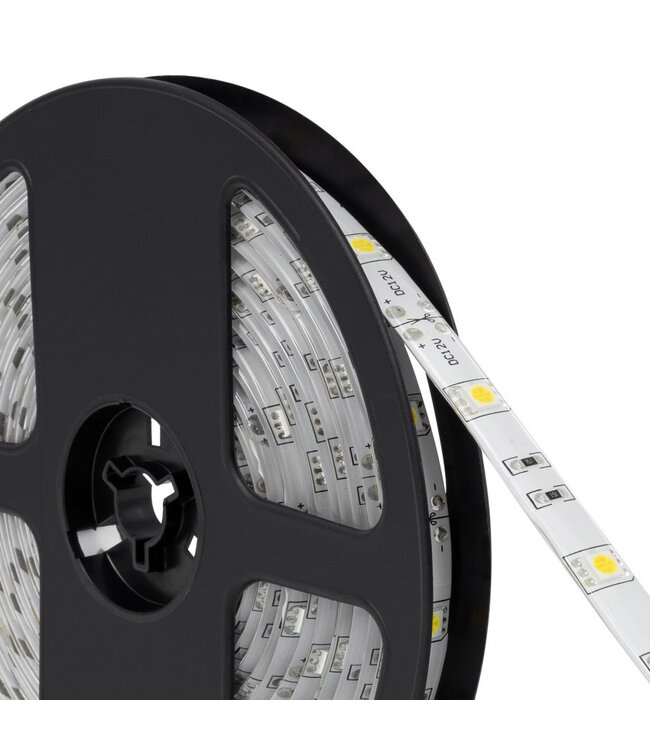 UITVERKOOP: Led Strip ROL 5 Meter 5050SMD, 4,8w/m, 30 led/m, 400Lm/m, 6000K Daglicht wit, 12v, IP65, 10mm
