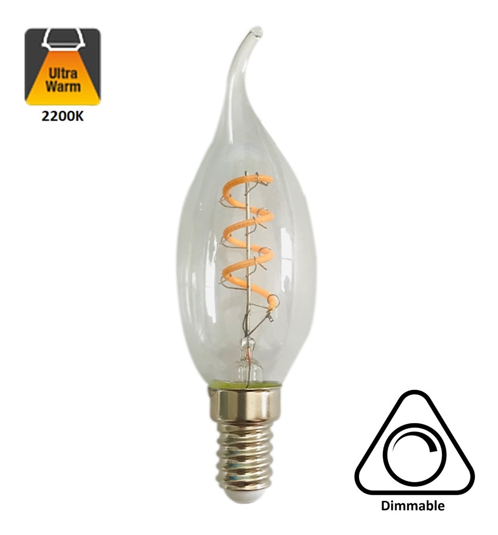 E14 Filament LED Kaarslamp | 4 Watt Spiraal LED | Dimbaar -