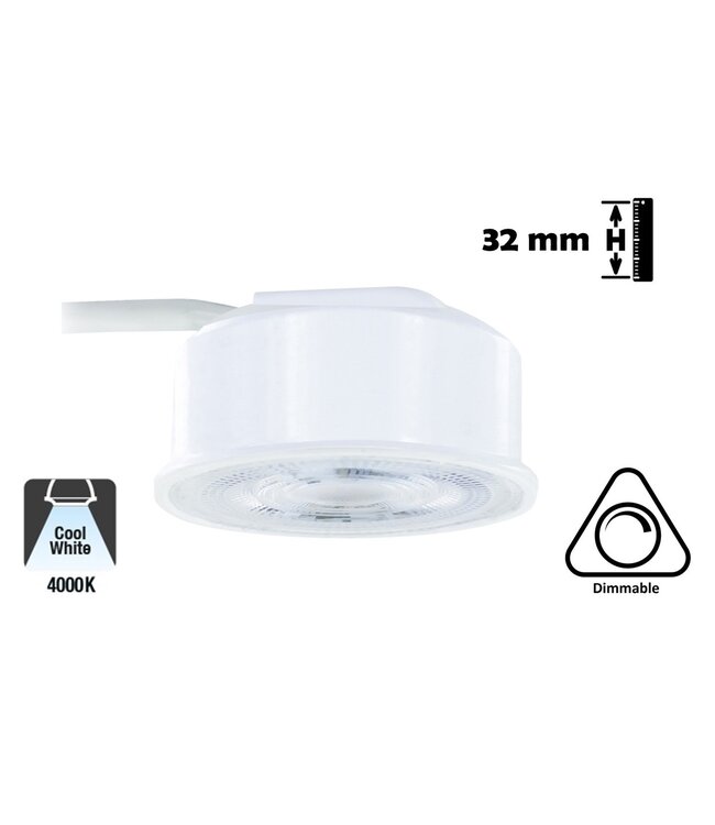 LED Module Evo 3,8w, 410 Lumen, 4000K Neutraal Wit, Dimbaar, 230v, Lichthoek: 36°, 2 Jaar Garantie