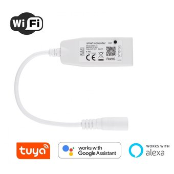 Smart Wifi LED Strip Controller 12v (48w) - 24v (96w) voor éénkleurige LED Strips, Werkt via TUYA App / Google Assistant / Amazon Alexa