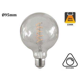 UITVERKOOP: E27 Led Lamp 4w Edison, Globe 95, 2200K Flame, 180 Lumen, Dimbaar, Helder Glas