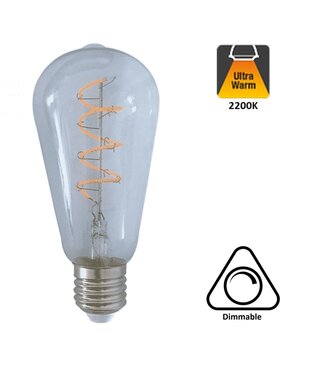 UITVERKOOP: E27 Led Lamp 4w Edison, ST64, 2200K Flame, 180 Lumen, Dimbaar, Helder Glas