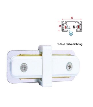 1 Fase Rail 2 wire Koppelstuk Recht Wit