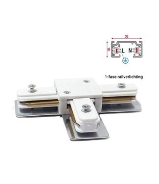 1 Fase Rail 2 wire T - Koppelstuk  Wit