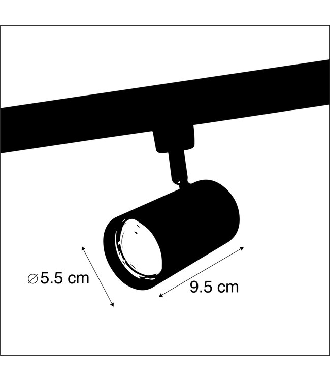 1 Fase Rail armatuur Jen met GU10 Fitting , Witkleurige behuizing