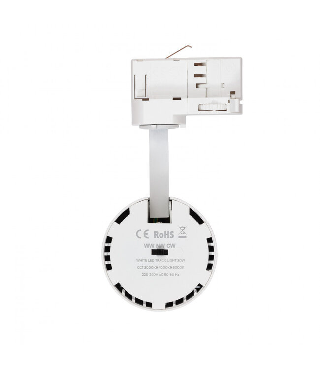 3 Fase Rail Spot Bert 30w, CCT instelbaar, 3000 Lumen, Lifud Driver, Witkleurige behuizing, 3 Jaar Garantie