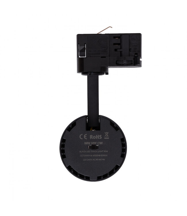 3 Fase Rail Spot Bert 30w, CCT instelbaar, 3000 Lumen, Lifud Driver, Zwartkleurige behuizing, 3 Jaar Garantie