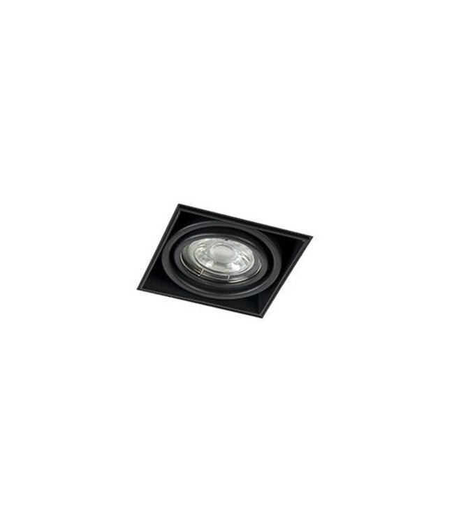 Trimless Inbouw Spot Armatuur, gatmaat 89x89mm, Zwart, incl. Stucrand (1x GU10 50mm spot)