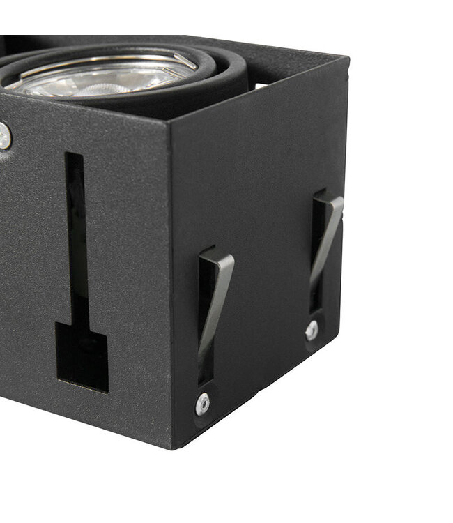 Trimless Inbouw Spot Armatuur, gatmaat 189x89mm, Zwart, incl. Stucrand (2x GU10 50mm spot)
