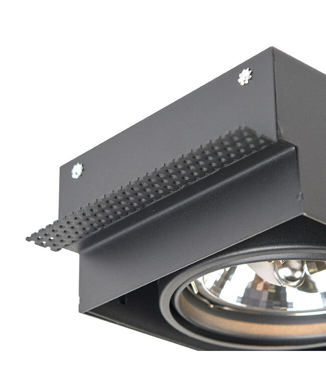 Trimless Inbouw Spot Armatuur, gatmaat 300x157mm, Zwart, incl. Stucrand (2x G53 AR111 spot)