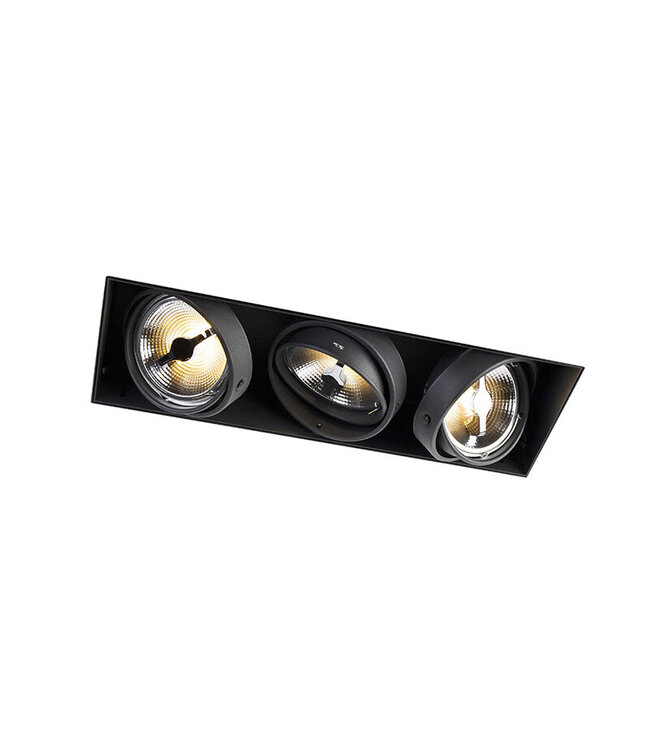 Trimless Inbouw Spot Armatuur, gatmaat 450x157mm, Zwart, incl. Stucrand (3x G53 AR111 spot)
