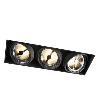 Trimless Inbouw Spot Armatuur, gatmaat 450x157mm, Zwart, incl. Stucrand (3x G53 AR111 spot)