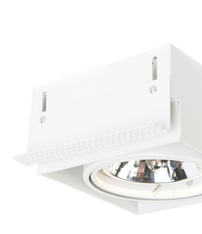 Trimless Inbouw Spot Armatuur, gatmaat 157x157mm, Wit, incl. Stucrand (1x G53 AR111 spot)