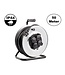 Kabelhaspel 50 meter + 4x Schuko 16A 220-250VAC , Snoerdikte: 3x 1,5mm2, Max: 1100/ 3200W, IP44 (Spatwaterbestendig), inclusief kinderbeveiliging en overspanningsbeveiliging