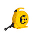 Automatische Kabelhaspel Geel 15 meter + 4x Schuko 16A 220-250VAC , Snoerdikte: 3x 1,5mm2, Max: 1000/ 3000W, IP44 (Spatwaterbestendig), inclusief kinderbeveiliging en overspanningsbeveiliging