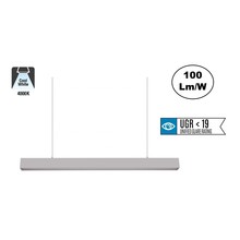 Led Linear Lamp 120cm met <UGR19 Diffuser, 40w, 4000 Lumen (100lm/w), 4000K Neutraal Wit, Zilverkleurige Behuizing, (Optioneel Dimbaar), 3 Jaar Garantie