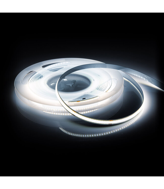 Led Strip ROL 5 Meter COB, 8,8w/m, 320 led/m, 880Lm/m, 6000K Daglicht wit, CRI90, 24v, IP33, 8mm, 2 Jaar garantie
