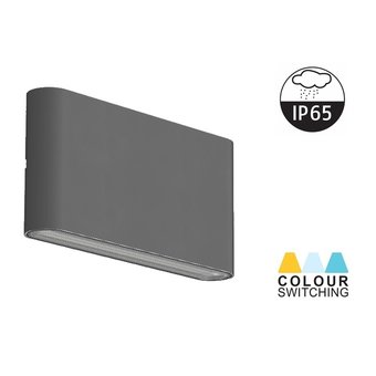 LED Wandlamp Cal 2x3w, 2x 330 lumen, Up/Down , CCT Instelbaar, IP65, Grijs, 2 Jaar Garantie