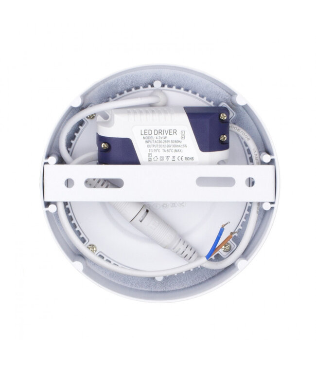 Opbouw LED Downlighter 6w, 480 Lumen, Ø120mm, Wit, IP20, 2 Jaar Garantie