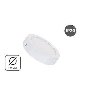 Opbouw LED Downlighter 12w, 880 Lumen, Ø170mm, Wit, IP20, 2 Jaar Garantie