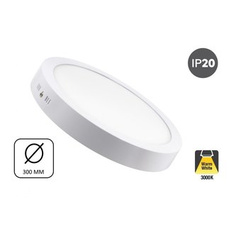 Opbouw LED Downlighter 24w, 1900 Lumen, Ø300mm, Wit, IP20, 2 Jaar Garantie