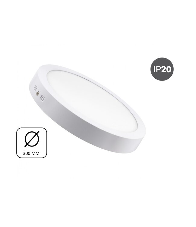 Opbouw LED Downlighter 24w, 1900 Lumen, Ø300mm, Wit, IP20, 2 Jaar Garantie